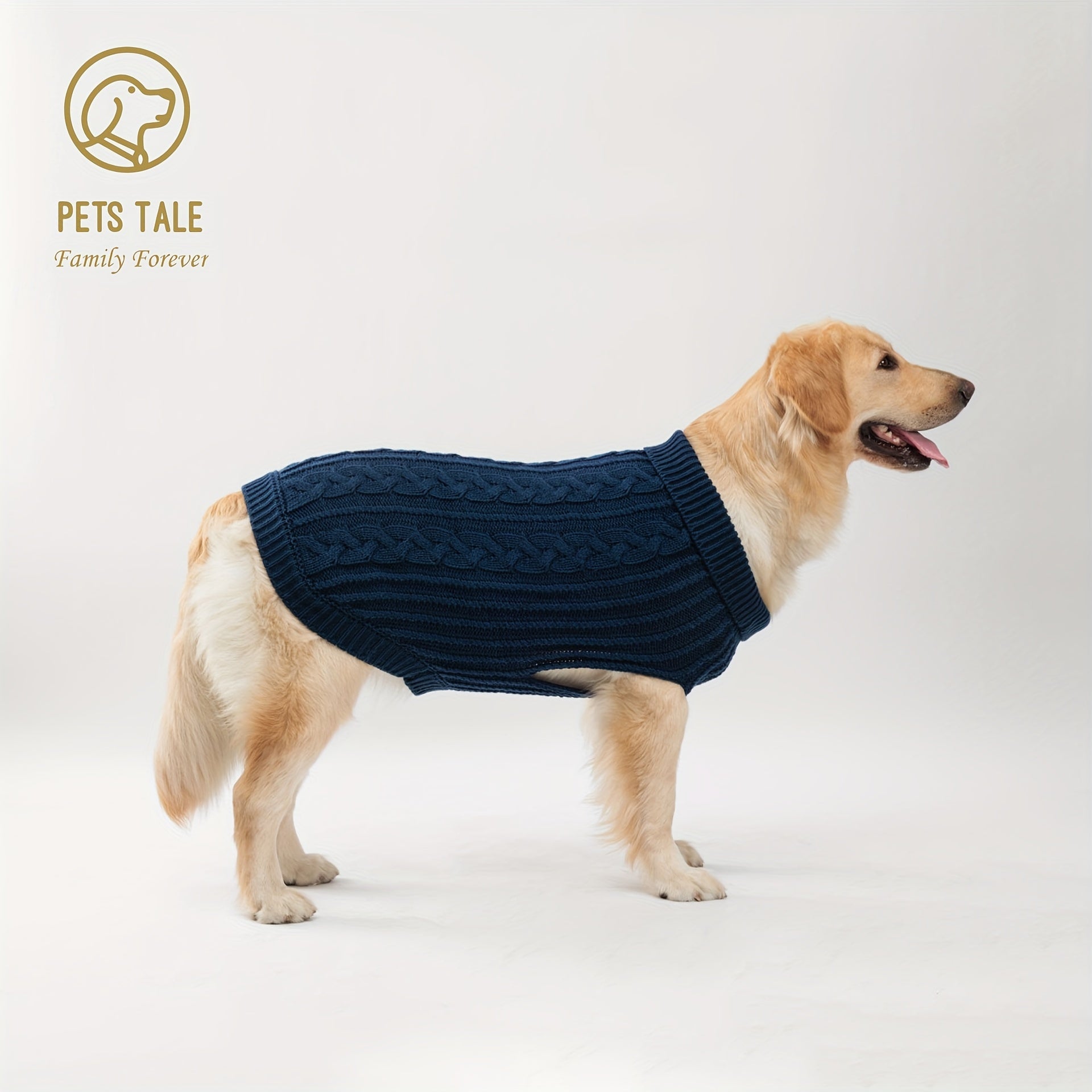 PETS TALE Dog Sweater with Twisted Rope & Chain Tag - Navy Blue Suitable for Breed Sizes (Small, Medium,), Machine Washable Pullover Sweater for, Chihuahua, Shih Tzu, Poodle & More