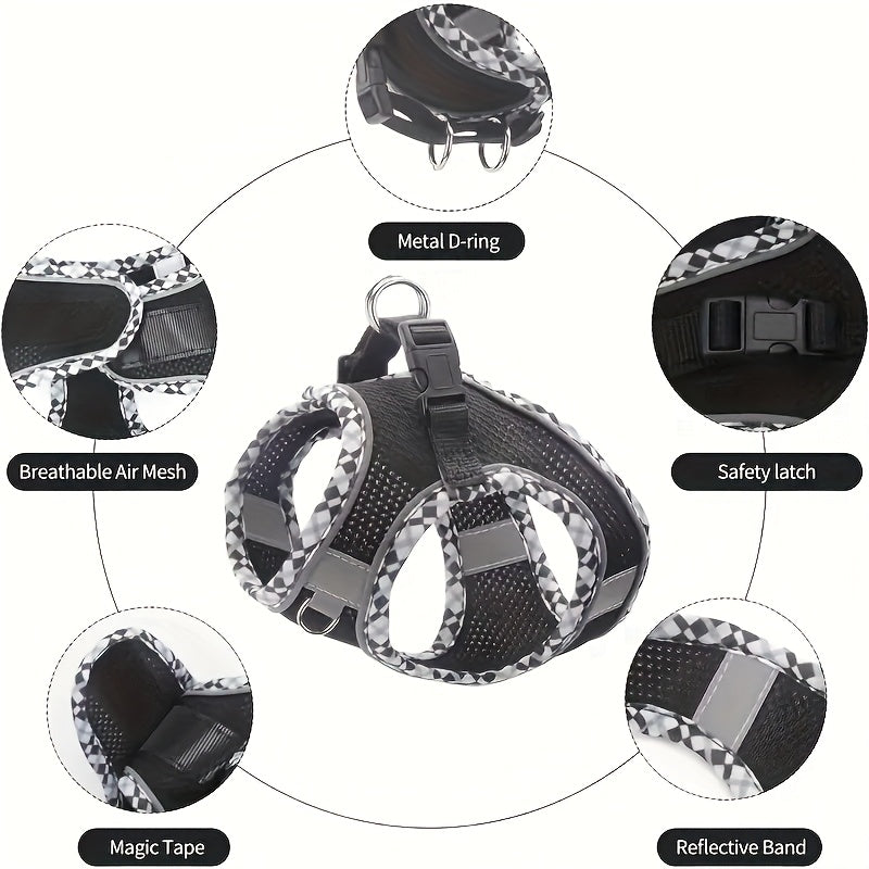 Premium Mesh Fabric for Cool and Breathability, Soft Touch with Durability; 360-Degree Full Body Wrap Anti-Escape Design, Nighttime Reflective Safety Vest-Style Dog Leash for Small to Medium Pets, Pet Walking Gear, Running Tr