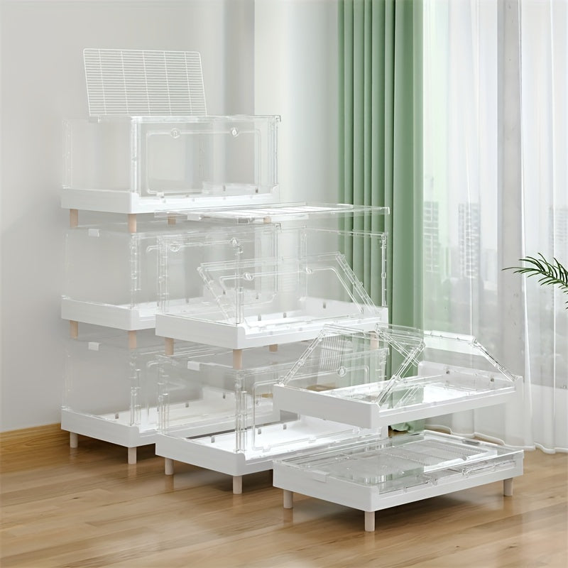1pc 27.56inch Plastic Transparent Folding Cage, guinea Hamster Cage, for Hamster Hedgehog Bacon And Other Small Pets Animals Supplies