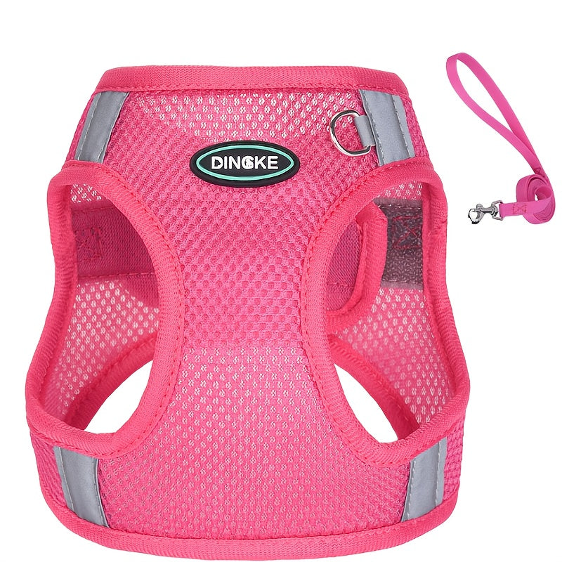 Premium Mesh Fabric for Cool and Breathability, Soft Touch with Durability; 360-Degree Full Body Wrap Anti-Escape Design, Nighttime Reflective Safety Vest-Style Dog Leash for Small to Medium Pets, Pet Walking Gear, Running Tr