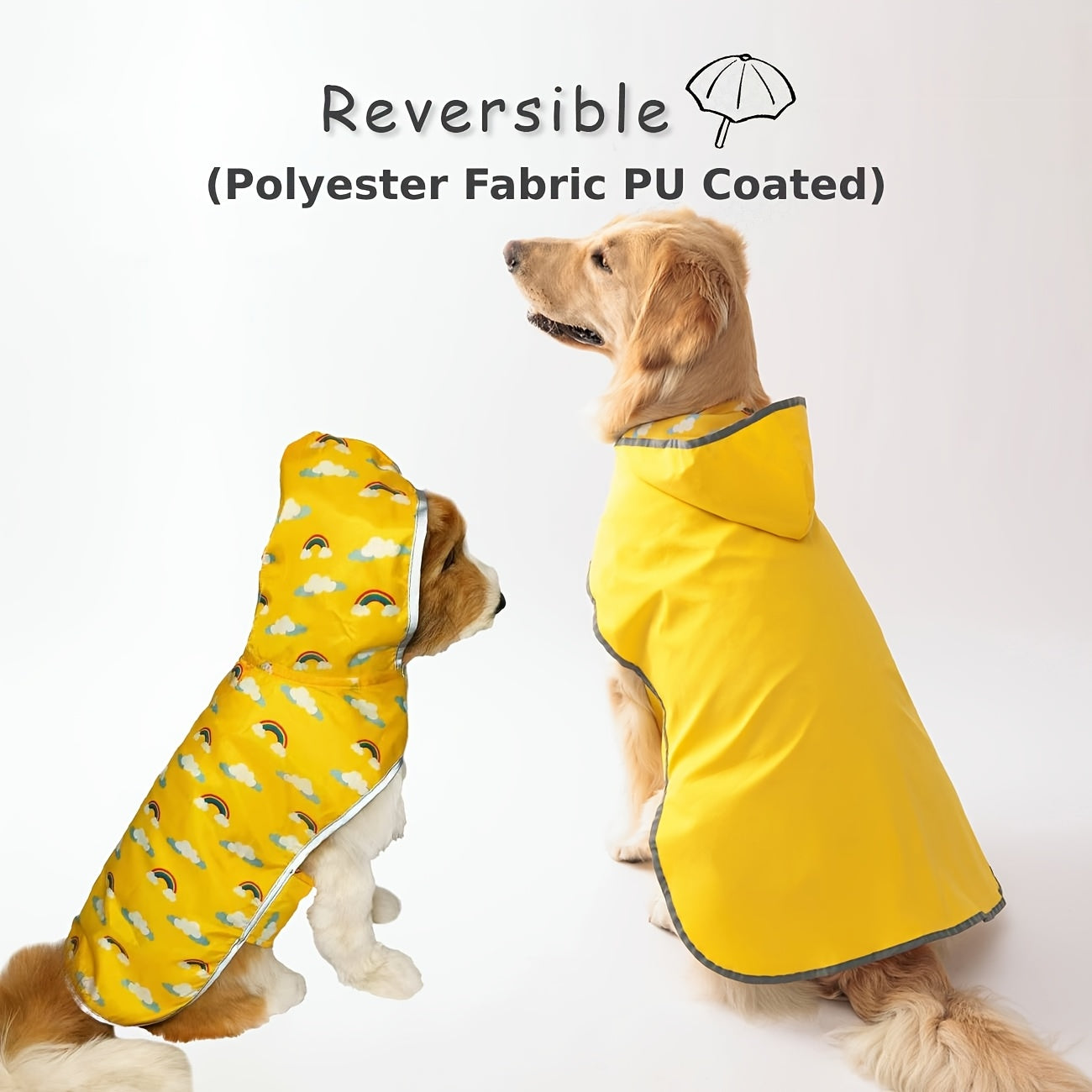 1pc PETS TALE Reversible Dog Raincoat, Polyester Pet Jacket with Duck Print, Machine Washable, Adjustable Straps for Small to Extra Large Breeds