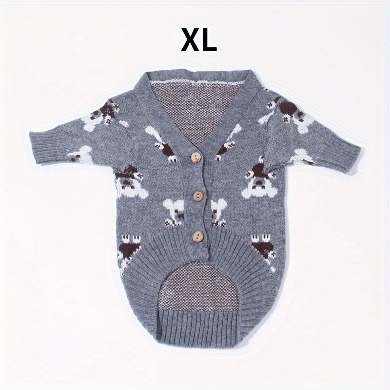 Cute Bear Print Knitted Cardigan for Pets to Keep Warm in Autumn And Winter