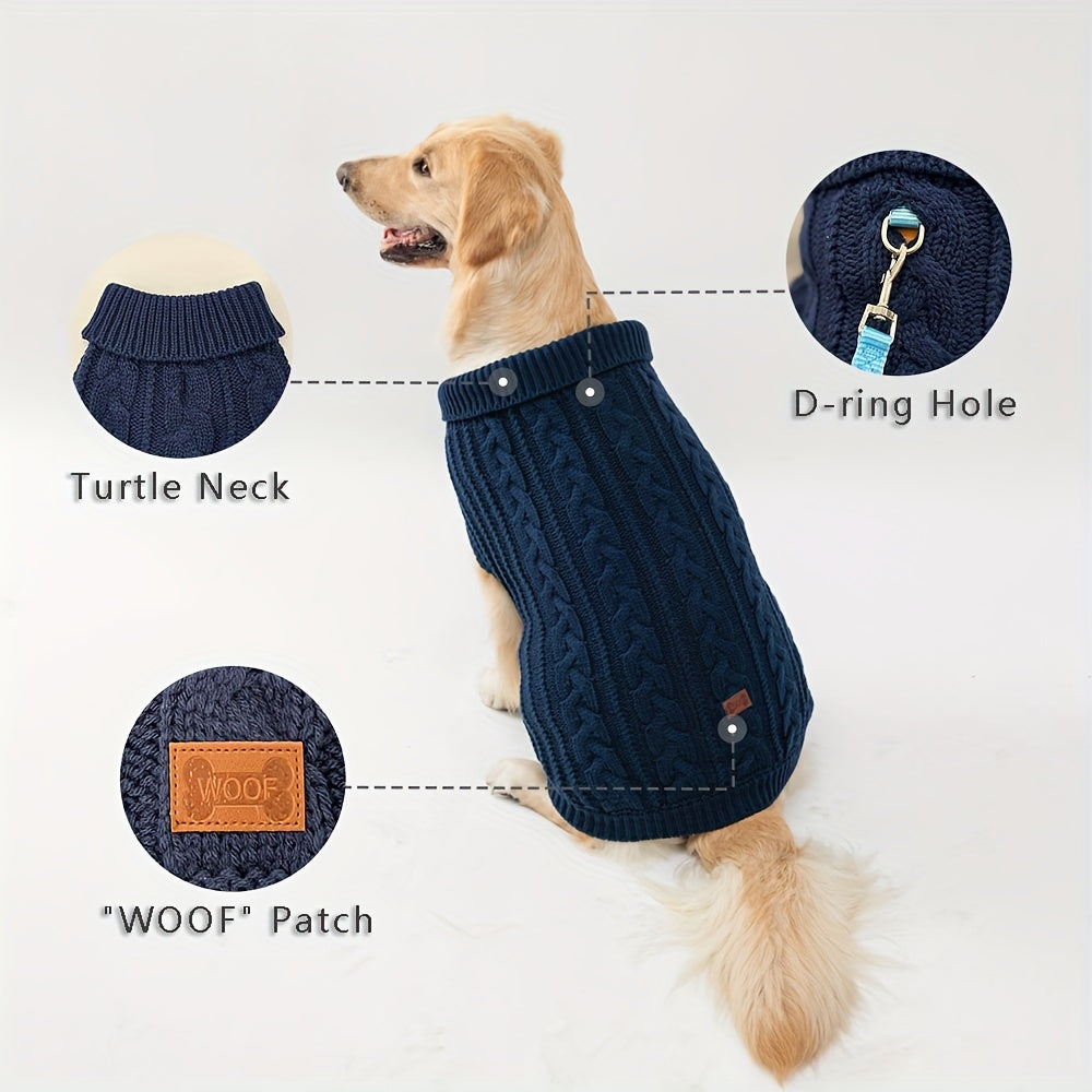PETS TALE Dog Sweater with Twisted Rope & Chain Tag - Navy Blue Suitable for Breed Sizes (Small, Medium,), Machine Washable Pullover Sweater for, Chihuahua, Shih Tzu, Poodle & More